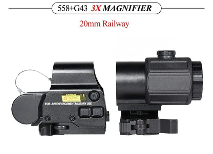 558 G33 Combo Hunting Holographic Sight Red Green Dot Reflex Tactical G43 G45 3X 5X Magnifier Sight Folding Side Flip Riflescope
