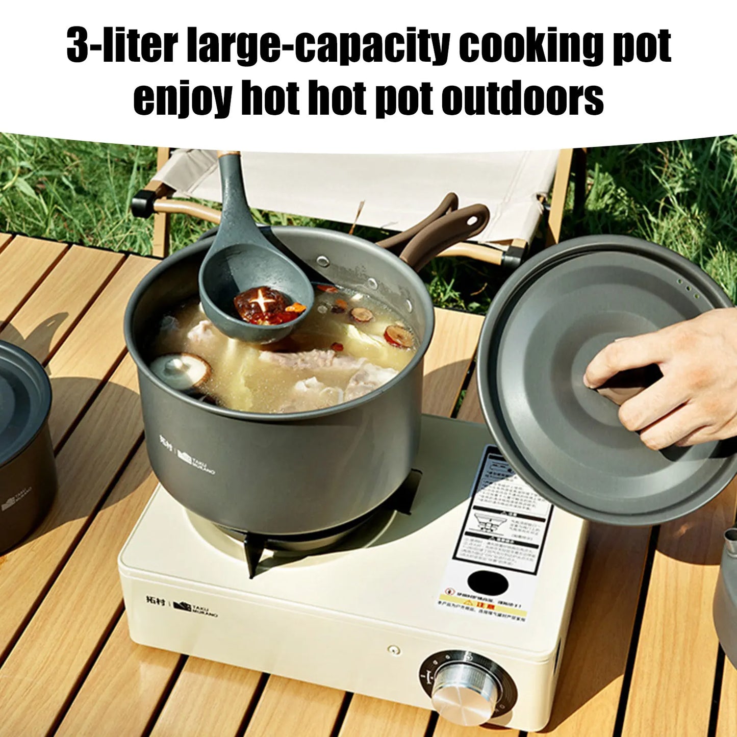 3Pcs Camping Cooking Set Camping Pots and Pans Set Camping Cookware Mess Kit for Backpacking Camping Hiking and Picnic