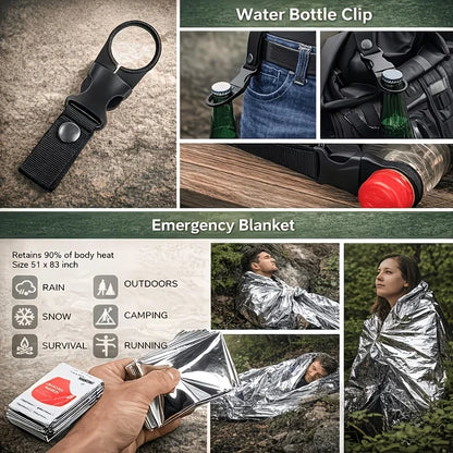 Multi-Functional Tool Backpack Emergency Survival Kit Camping Gear First Aid Supplies