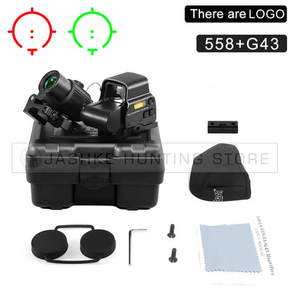 Tactical Airsoft G43 3X Magnifier 558 553 EXPS3 Red Dot Combo Scope Optics QD Mount Fit 20MM Rail Mount