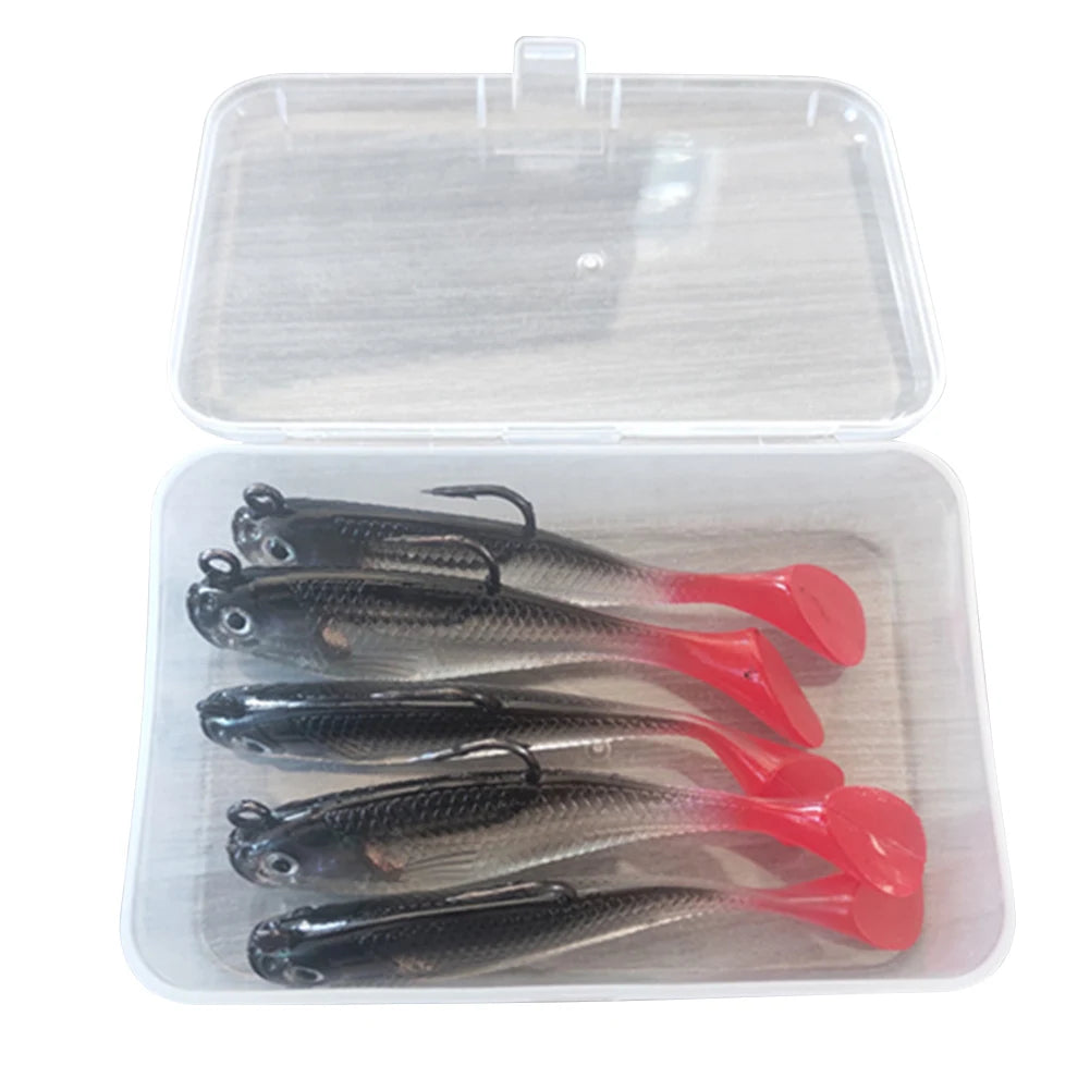 5pcs/lot Fishing Lures 80mm 9.5g Soft Lure Wobblers T Tail Soft Bait Artificial Baits Swimbait for Pike Bass Lure