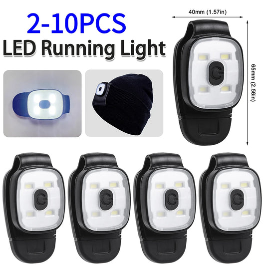 2-10PCS LED Clip Flashlight USB Charging LED Multifunction Lightweight Warning Lights for Night Walking