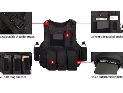 YAKEDA Tactical Vest for Airsoft Paintball Hunting, Adjustable Lightweight with Molle Pouches, Outdoor Protective Gear