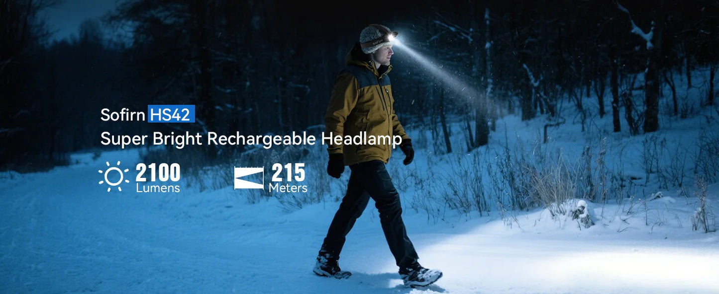 SOFIRN HS42 2100lm Headlamp 18650 USB C Rechargeable with Magnetic
