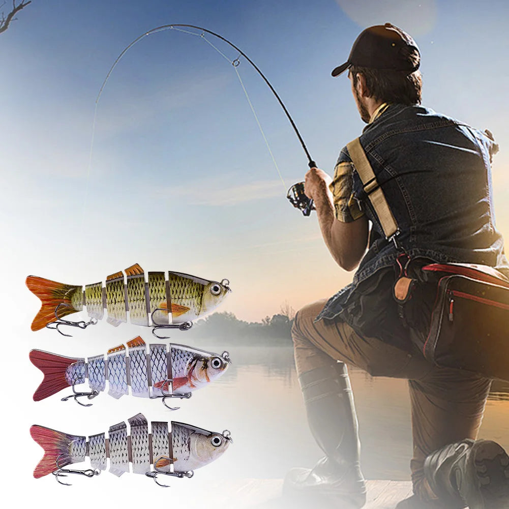 10cm/16.5g Robotic Fishing Lure with Treble Hooks 3D Artificial Hard Bait Lifelike Slow Sinking Fish Bait for Bass Pike Fishing