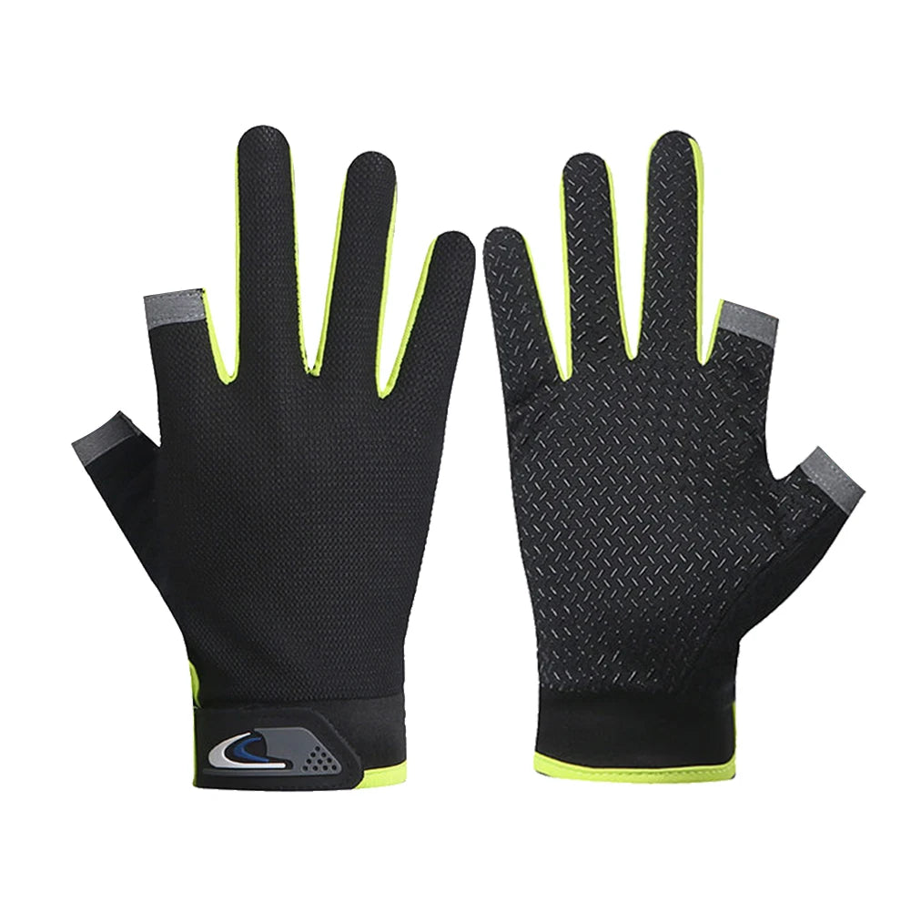 1 Pair Protective Fishing Gloves 2 Cut Fingers Fingerless Glove Men Women Anti-slip Fishing Wear Pesca Fitness Cycling Glove