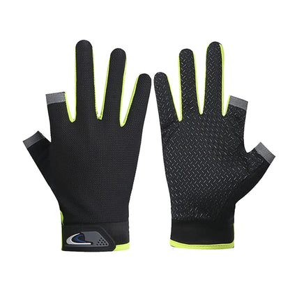 1 Pair Protective Fishing Gloves 2 Cut Fingers Fingerless Glove Men Women Anti-slip Fishing Wear Pesca Fitness Cycling Glove