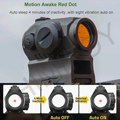 1X20mm Red Dot Sight Motion Awake 2 MOA Red Dot Optics Scope With Riser Mount For Hunting Scopes