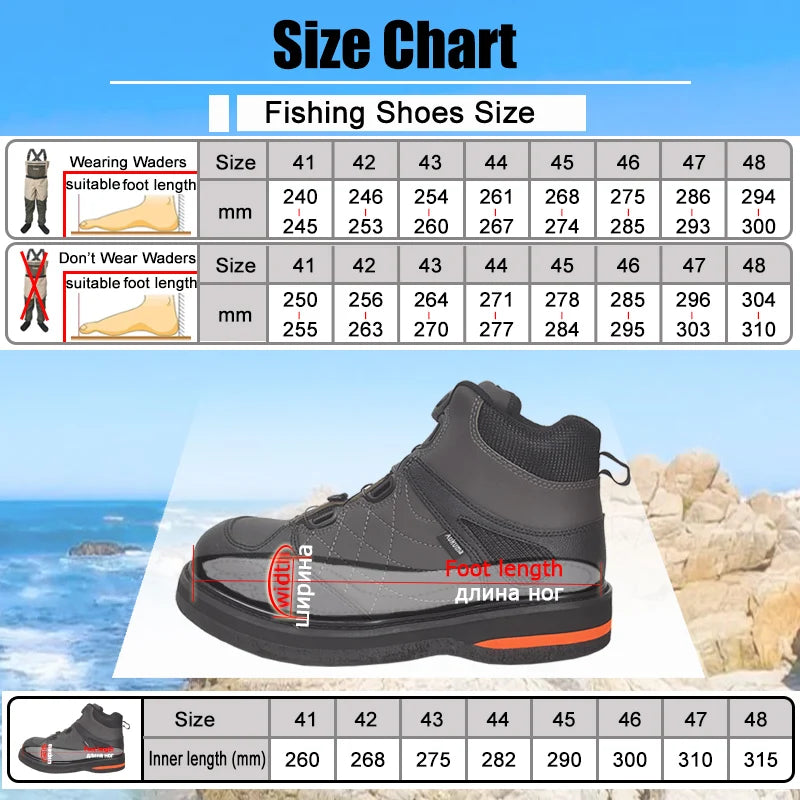 Fly Fishing Shoes, Fishing Waders Shoes, Felt Sole With Or Without Nails Fishing Boots, Self-lock Hunting Fishing Equipment