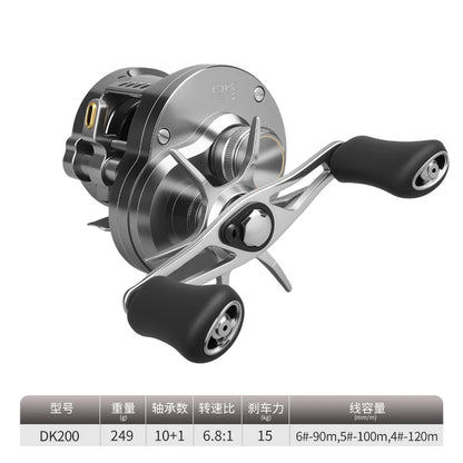 Kawa Fishing Reel Cast Drum Wheel DK100/150/200 Drag 7/15kg Casting Reel12+1BB Weigt 188/203g Metal Body Handle With Rubber Knob