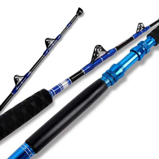 2Piece Saltwater Offshore Heavy Bent Straight Butt Trolling Rod Fishing Roller Rod