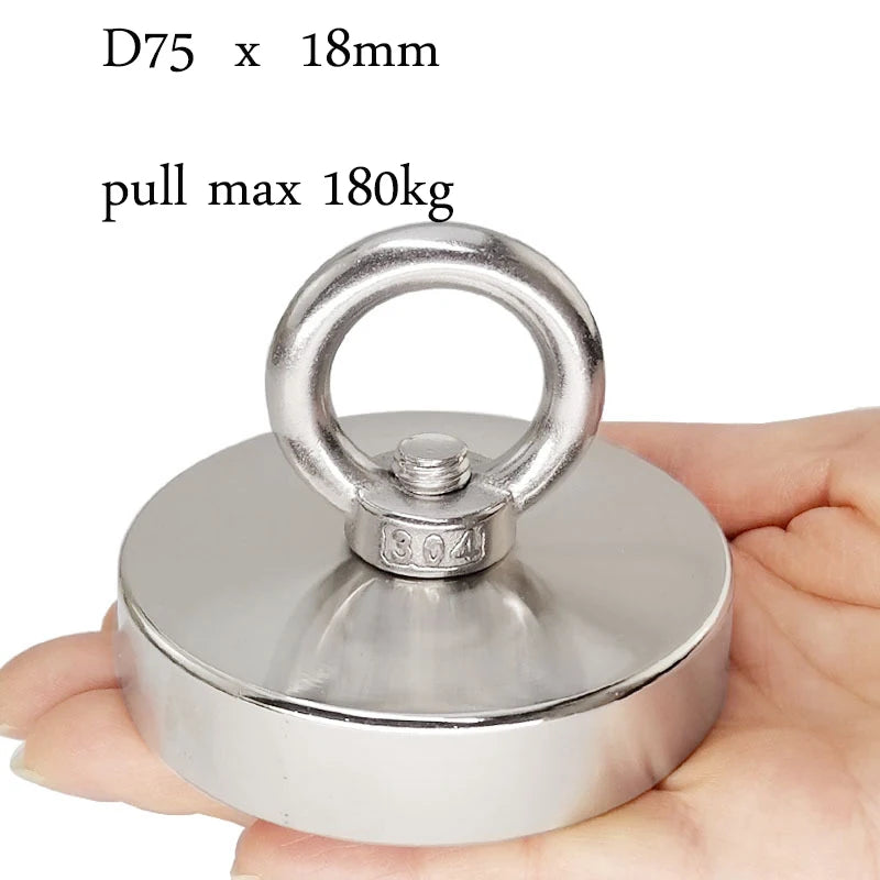 , Powerful Search Magnet with Eyebolt For Salvage Magnetic Fishing