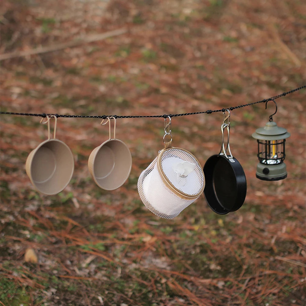 3 M Camping Stretch Clothesline With 12 Clips Hanging Laundry Drying Rope Portable