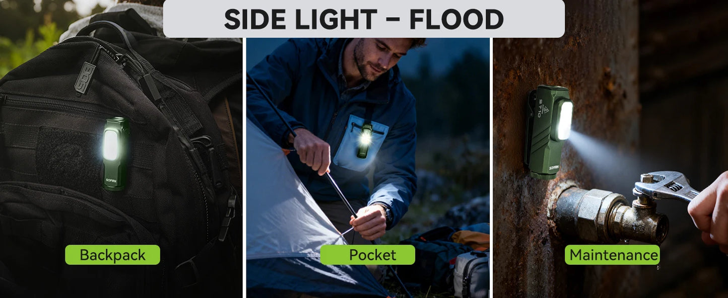 SOFIRN Mini ST10 1000LM EDC Flashlight USB C 14500 Rechargeable with Red Light 660NM Magnetic Tail & Clip