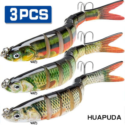 3 Pieces Freshwater and Saltwater Fishing Lures,  Realistic Bass Trout Crappie Swim Bait, Fishing Lure Set,