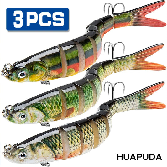 3 Pieces Freshwater and Saltwater Fishing Lures,  Realistic Bass Trout Crappie Swim Bait, Fishing Lure Set,