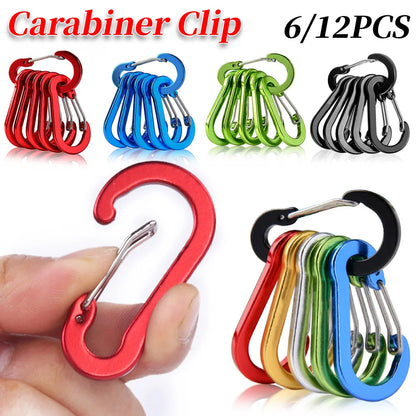 6/12Pcs Aluminum Alloy Carabiner Keychain Outdoor Camping Climbing Hiking Snap Clip Lock Buckle Hook