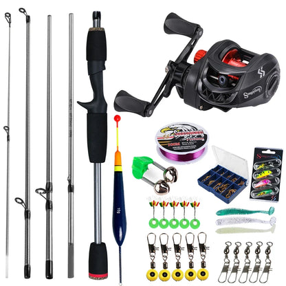 Sougayilang Baitcasting Fishing Rod and Reel Combo 5Section Fishing Rod and 7.2:1 Gear Ratio Reel Full Kit