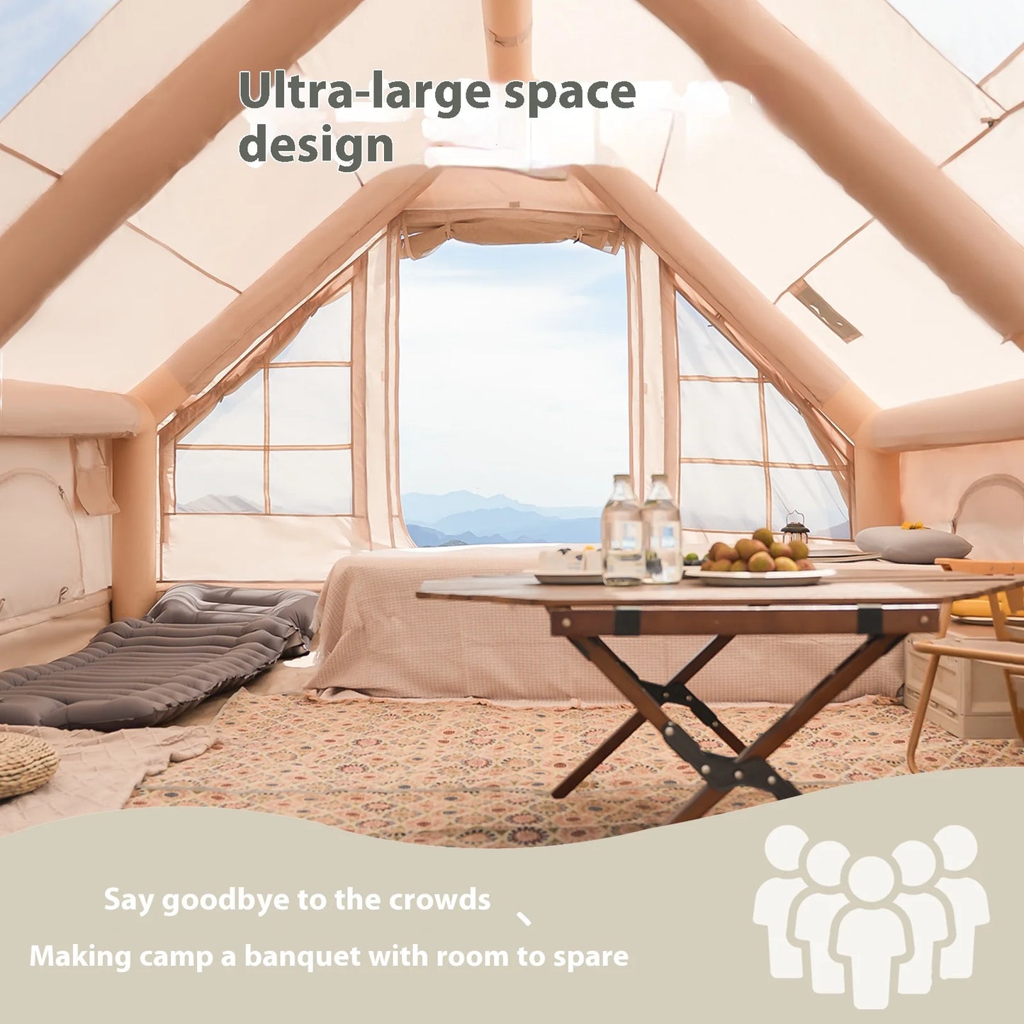 Inflatable Tents For Adult Camping, Luxury Camping Tents, Inflatable Tents With Stove Plug, 4/6/8 Person Family Camping