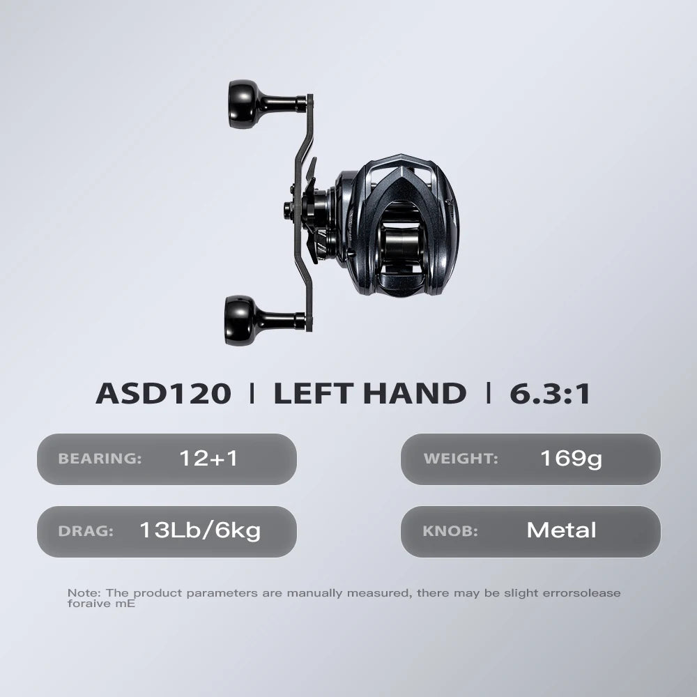 SOLOKING ASHMOON Alloy Baitcasting Reel 12+1BB 6KG Power Long Handle