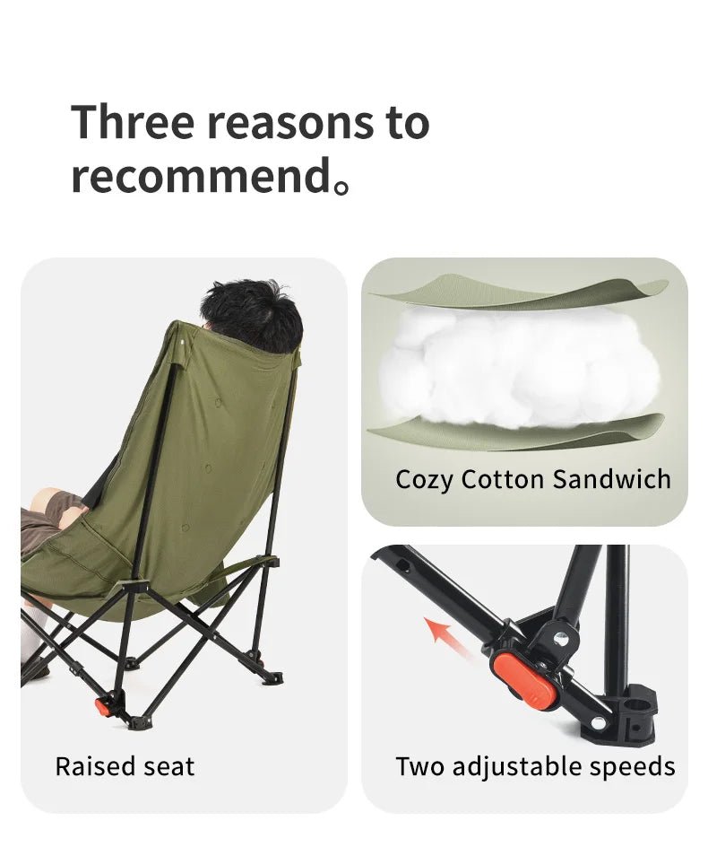 Naturehike Sea Star Recliner Outdoor Folding High Back Moon Chair 2-Position Adjustable Portable
