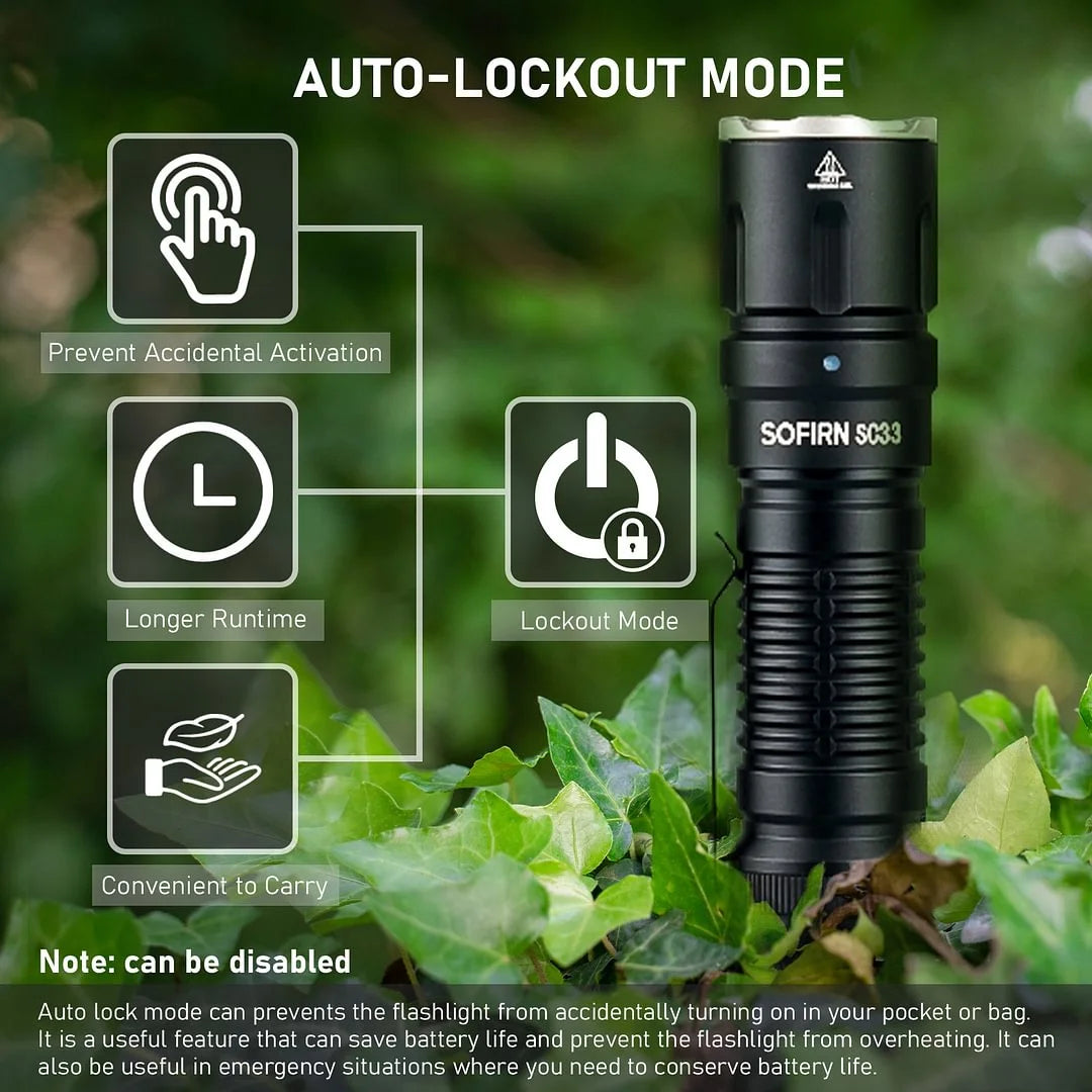 Sofirn SC33 LED Tactical Flashlight XHP70.3 HI  5200lm Powerful 21700 Type C Rechargeable