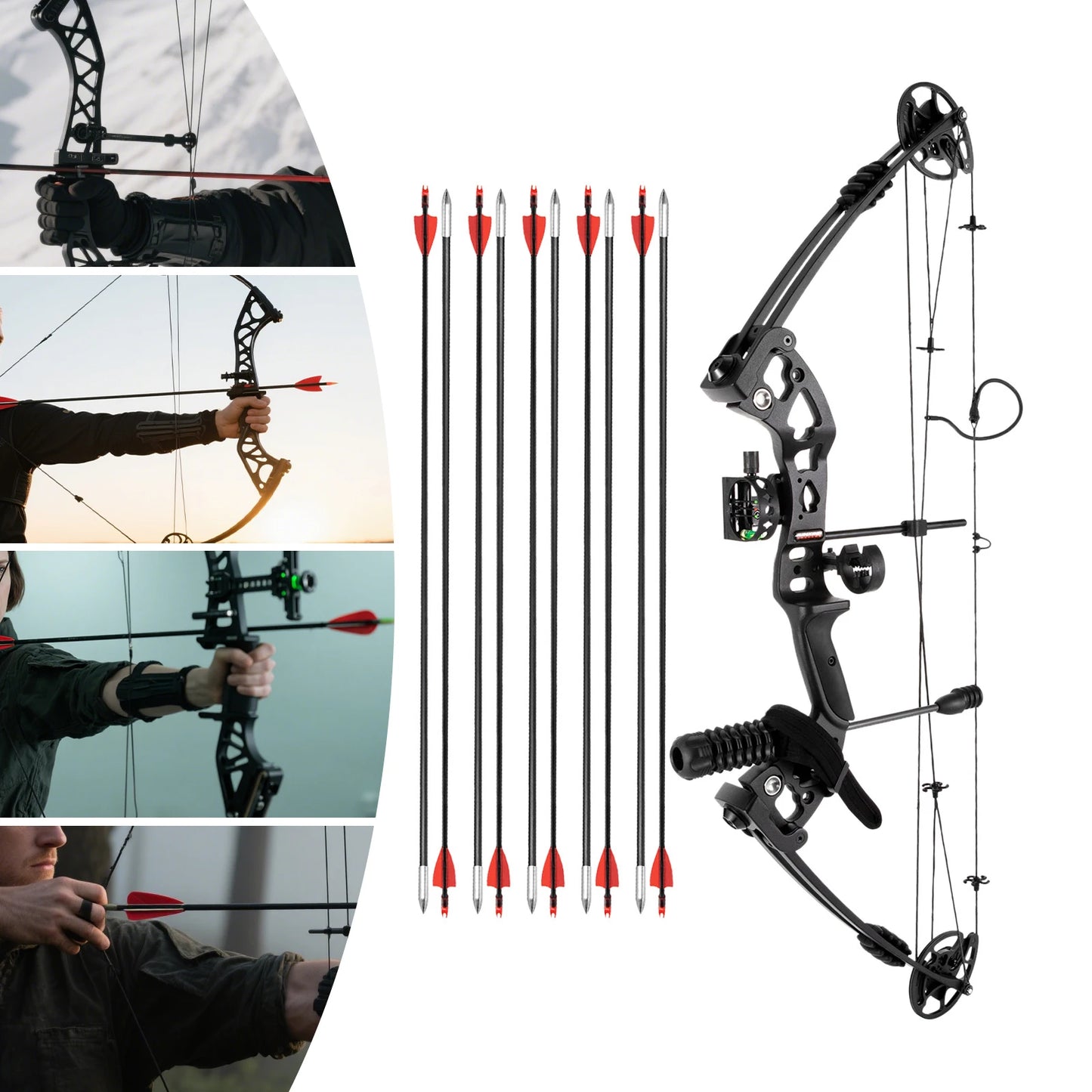 Compound Bow For Adults, Right Hand, Hunting Kit: 3 Pin Lighted Sight For Outdoor Competition, Hunting, Training