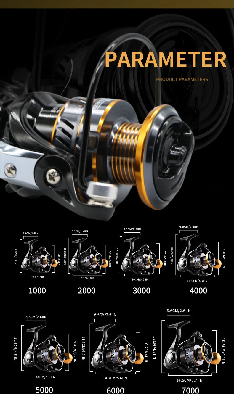 HM NEW Spinning Reel Metal Reel Cup 10KG Max Drag Power Spinning Wheel High Speed