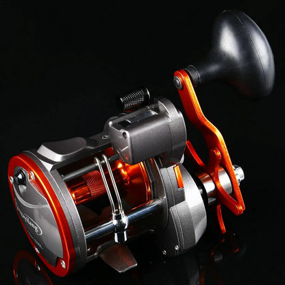 Sougayilang Line Counter Trolling Reel Conventional Level Wind Fishing Reel for Sea Bass Grouper 4.1:1/6+1BB Max Drag 30Kg