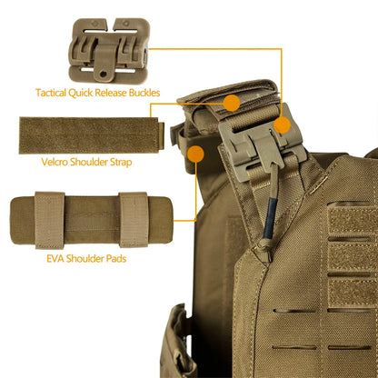 EMERSONGEARS 1000D Nylon Plate high quality Carrier Outdoor Tactical Vest Hunting Protective Adjustable Quick release MOLLE Vest