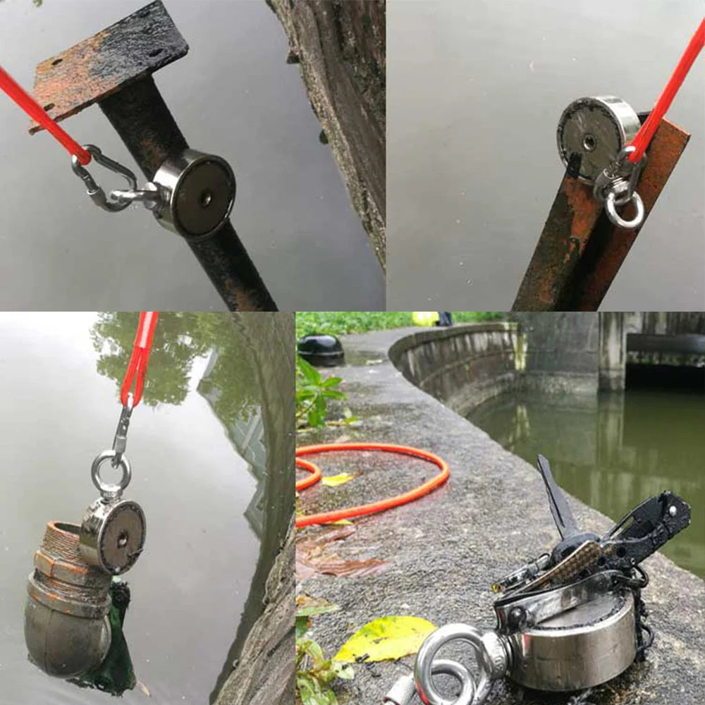 160KG*2 Strong Neodymium Magnet Double Side Super Power  Fishing Magnet with Searching Rope
