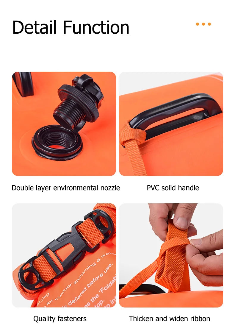 Naturehike Inflatable Swimming Buoy Waterproof 28L Storage Dry Bag Adjustable Belt Flotation Bag Dual Airbag Swim Drifting Float