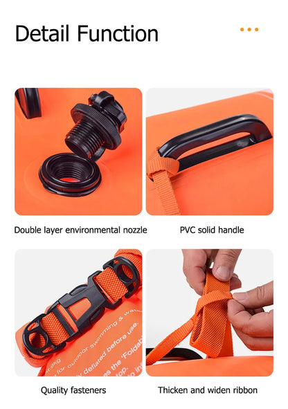 Naturehike Inflatable Swimming Buoy Waterproof 28L Storage Dry Bag Adjustable Belt Flotation Bag Dual Airbag Swim Drifting Float