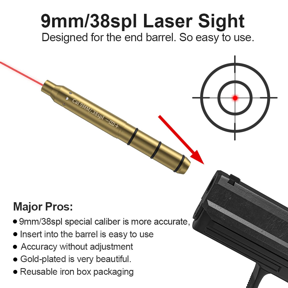 9MM/38SPL Red Laser Boresighter Cartridge Dot Sight