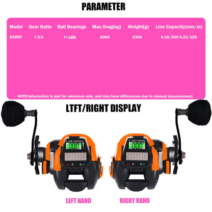 SAMOLLA Fishing Reel USB And Solar Charging Electronic Baitcasting Led Screen 7.2:1 Saltwater Waterproof Cast Drum Wheel Casting
