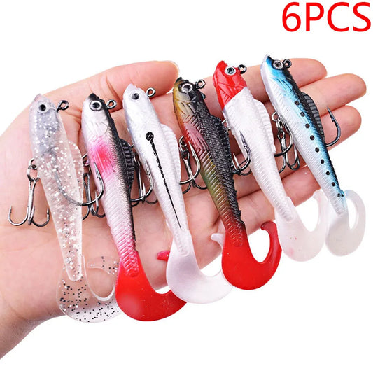 6PCS Wobblers Artificial Baits Fishing Tackle Soft Silicone Bait  Swimbait2027