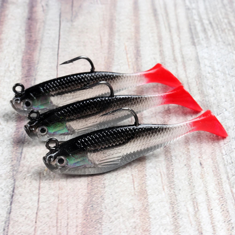 5pcs/lot Fishing Lures 80mm 9.5g Soft Lure Wobblers T Tail Soft Bait Artificial Baits Swimbait for Pike Bass Lure
