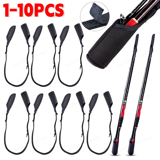 1-10PCS Fishing Rod Protection Sleeves Luya Bundle Rod Belt Adjustable