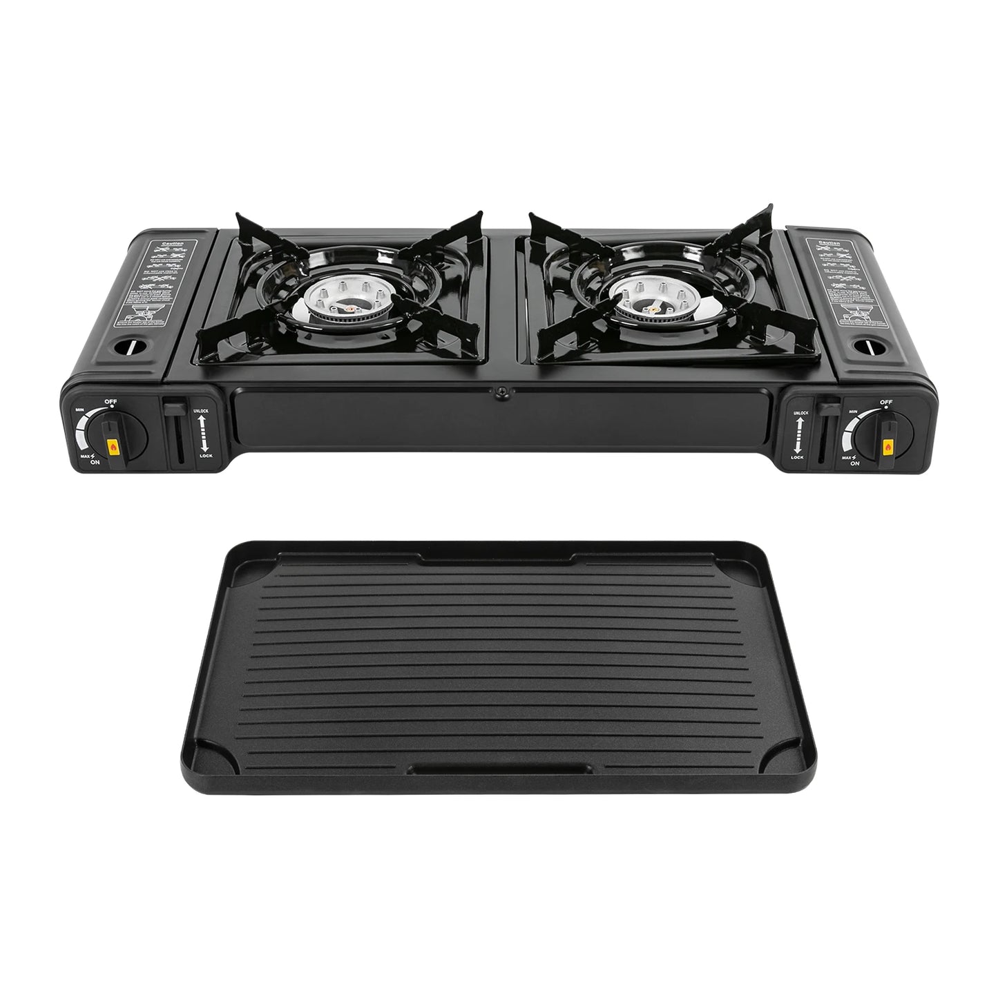 Double Head Barbecue Gas stove with Baking Tray   Outdoor