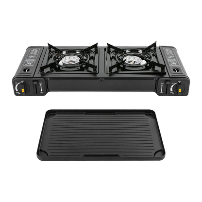 Double Head Barbecue Gas stove with Baking Tray   Outdoor