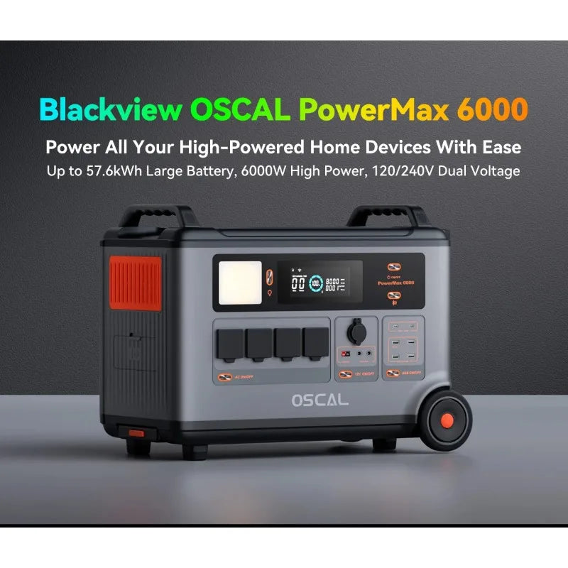 Oscal PowerMax 6000 Portable Power Station 4 X AC(Total 6000W)3.6KWH Battery Emergency Mobile Power Bank for Outdoor CampingHome