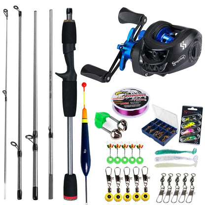 Sougayilang Baitcasting Fishing Rod and Reel Combo 5Section Fishing Rod and 7.2:1 Gear Ratio Reel Full Kit