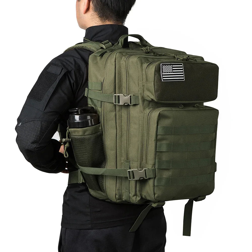 45L tactical backpack for outdoor sports hiking climbing travel with bottle holder