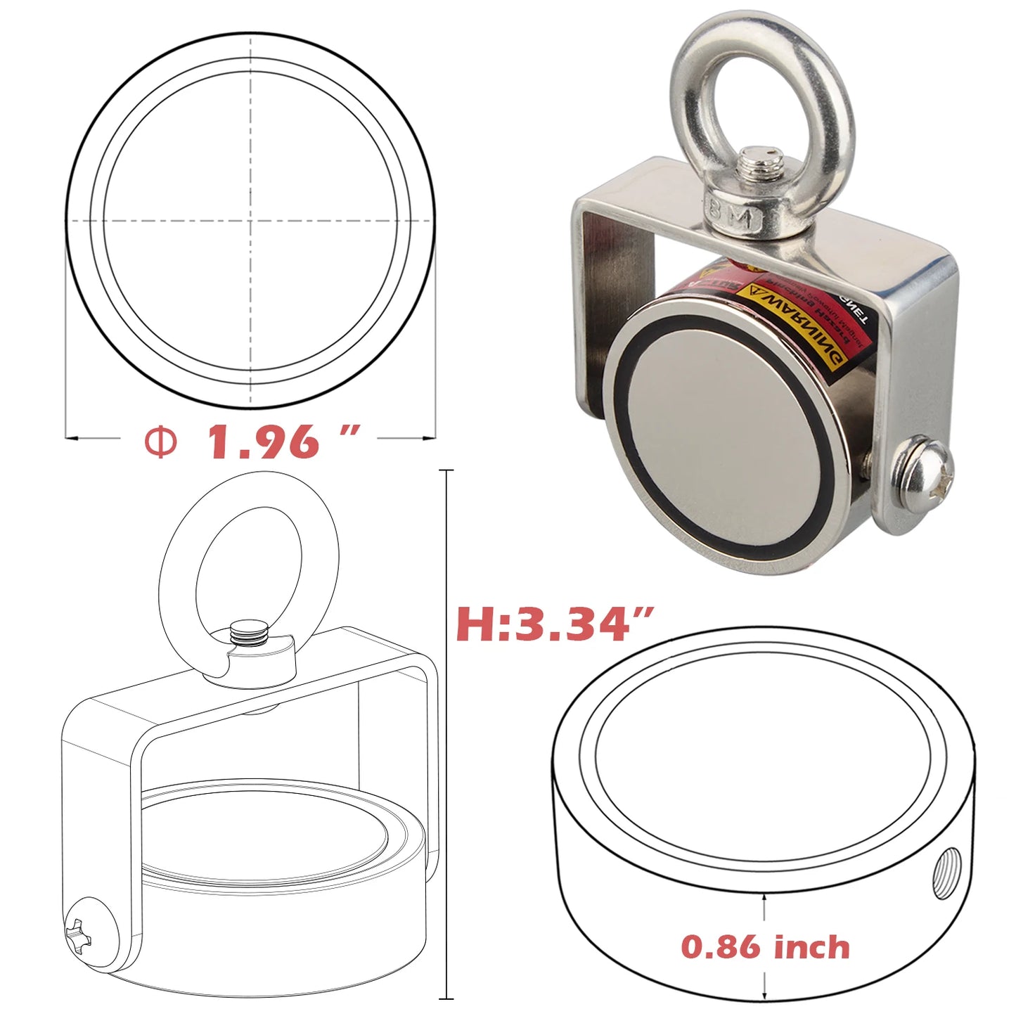 200KG Strong Magnetic Deep  N52 D55x35mm