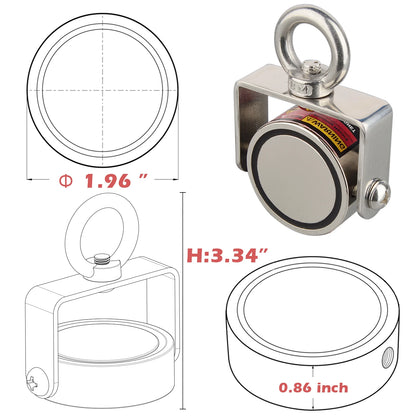 200KG Strong Magnetic Deep  N52 D55x35mm