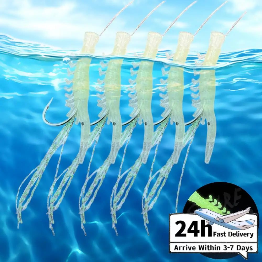 Luminous Shrimp Lure Set Shrimp Bait Hooks Shrimp Fishhooks Fishing Tackles for Sea Fishing