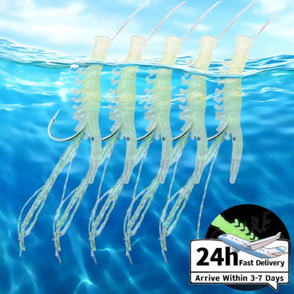 Luminous Shrimp Lure Set Shrimp Bait Hooks Shrimp Fishhooks Fishing Tackles for Sea Fishing