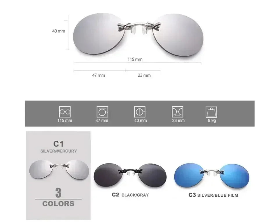 1-2PCS Clip On Nose Glasses Round Rimless Matrix Morpheus Sunglasses