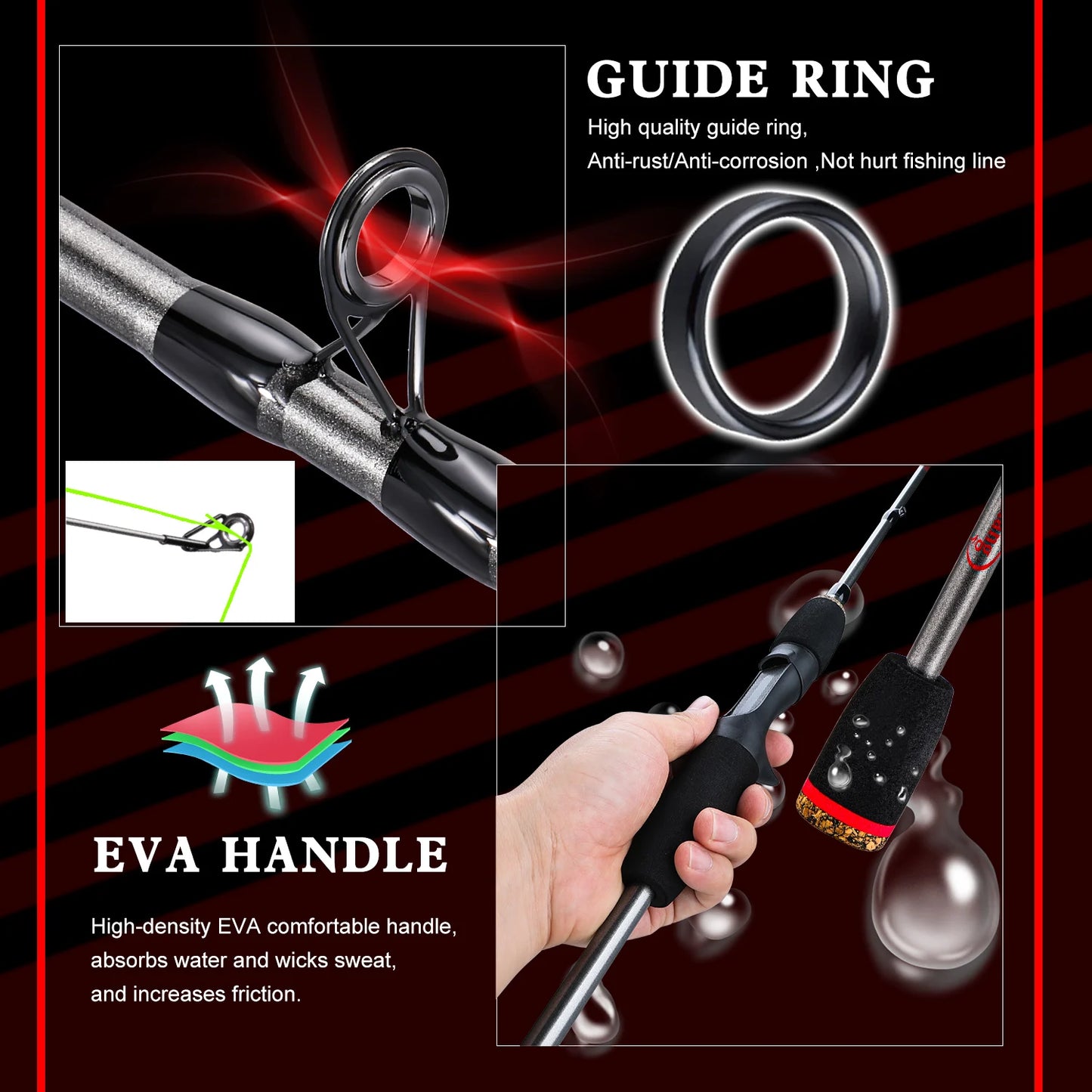Sougayilang Baitcasting Fishing Rod and Reel Combo 5Section Fishing Rod and 7.2:1 Gear Ratio Reel Full Kit
