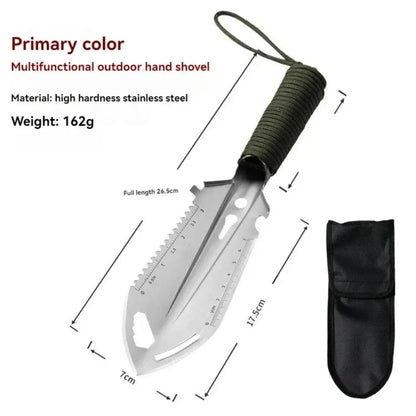 Folding Survival Shovel, Stainless Steel Multi-Tool Camping Spade with Pickaxe & Saw, Portable Tactical EDC Gear for Hiking